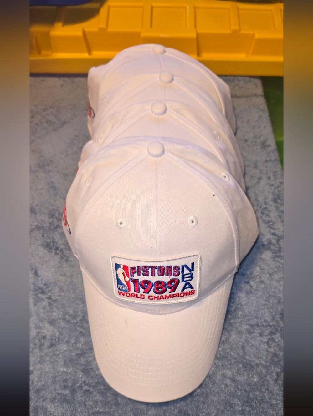 NBA Pistons 1989 World Champions White Baseball Cap 50th Season Edition